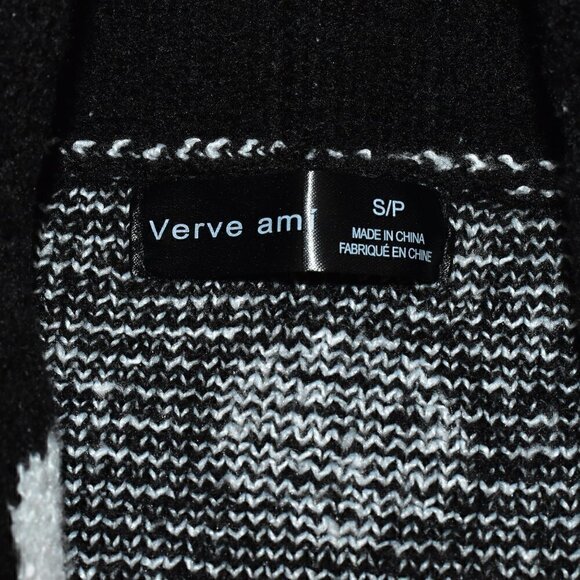 Verve Ami Long Sleeve Open Front Cardigan Sweater Black White Polka Dots Size S - Picture 3 of 12
